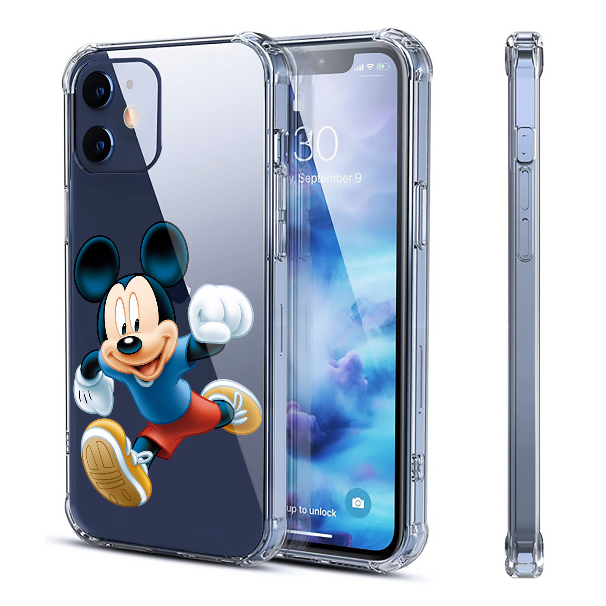 （画像用） ミッキーマウス Mickey Mouse 【iPhone 12シリーズ対応】透明スマホケース（クリアソフトケース）